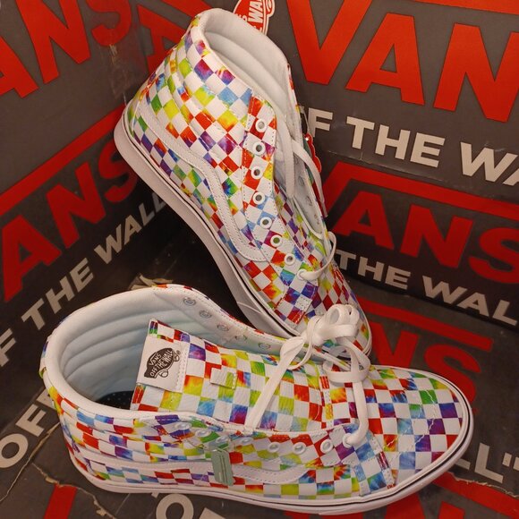 Vans Comfycush Sk8-Hi Tie Dye Checker White Size US 12 Men New VN0A3WMCWWX - Picture 1 of 12